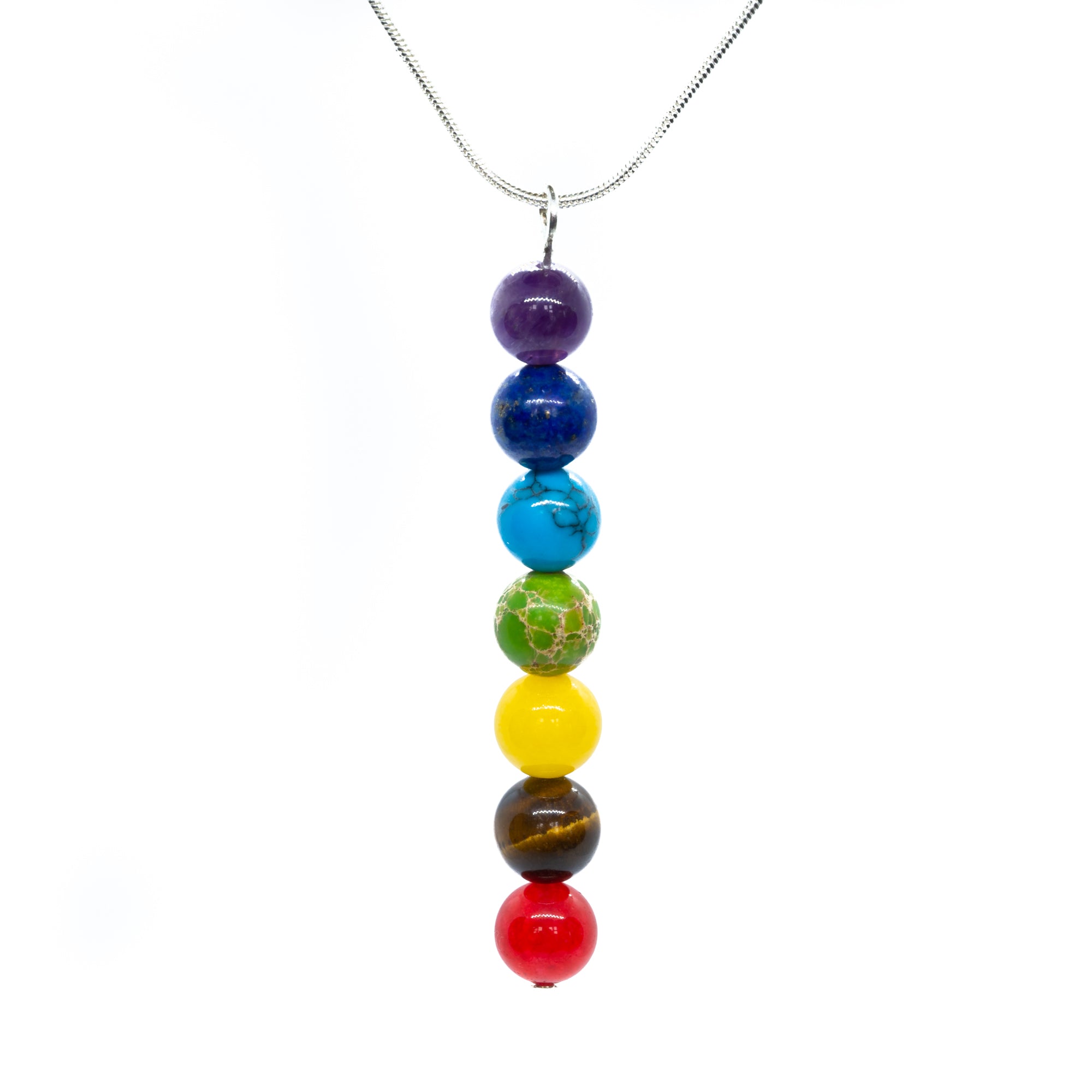925 Silver Plated Chakra Healing Crystals Necklace For Women Anxiety Relief Pendant Jewellery - WICCSTAR