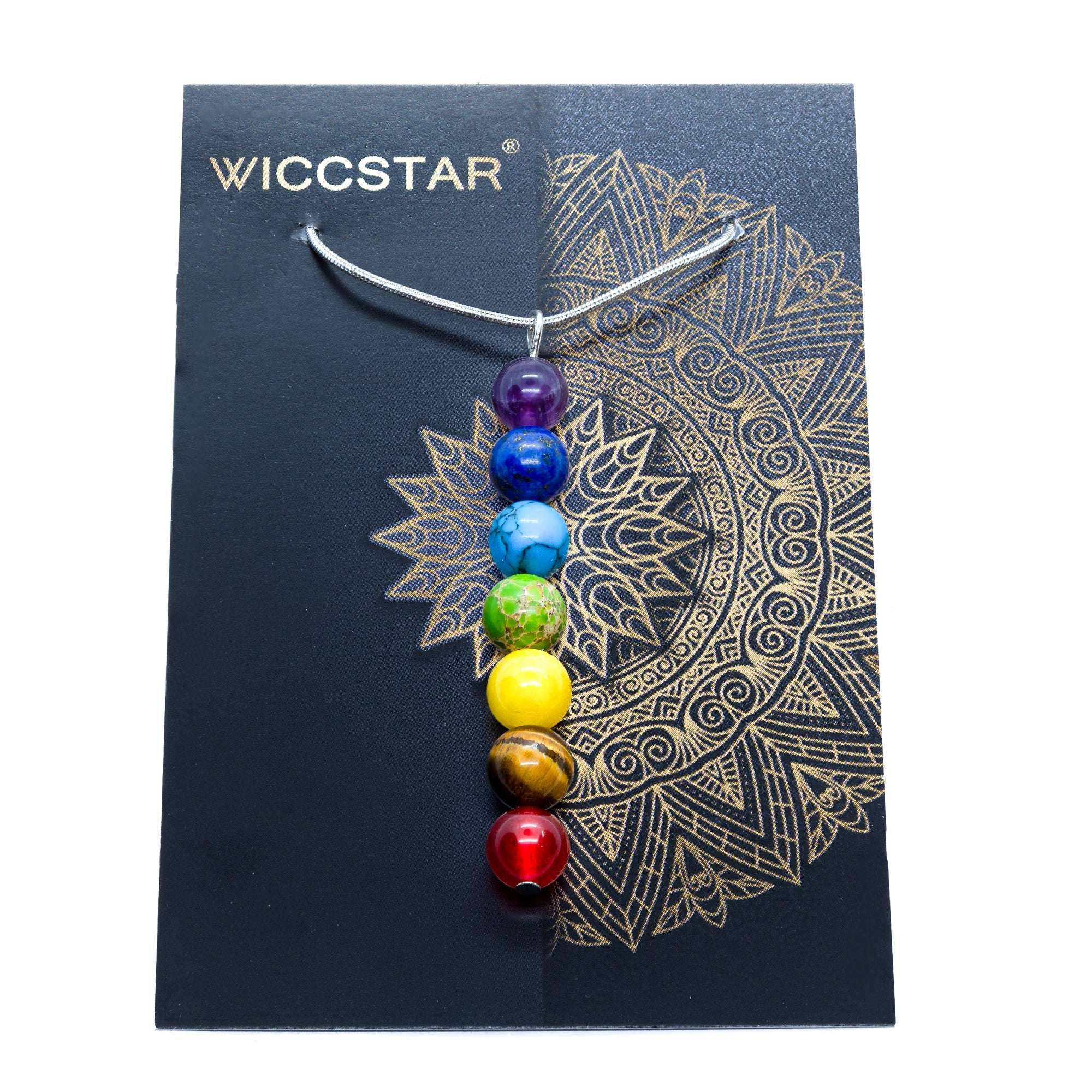 925 Silver Plated Chakra Healing Crystals Necklace For Women Anxiety Relief Pendant Jewellery - WICCSTAR